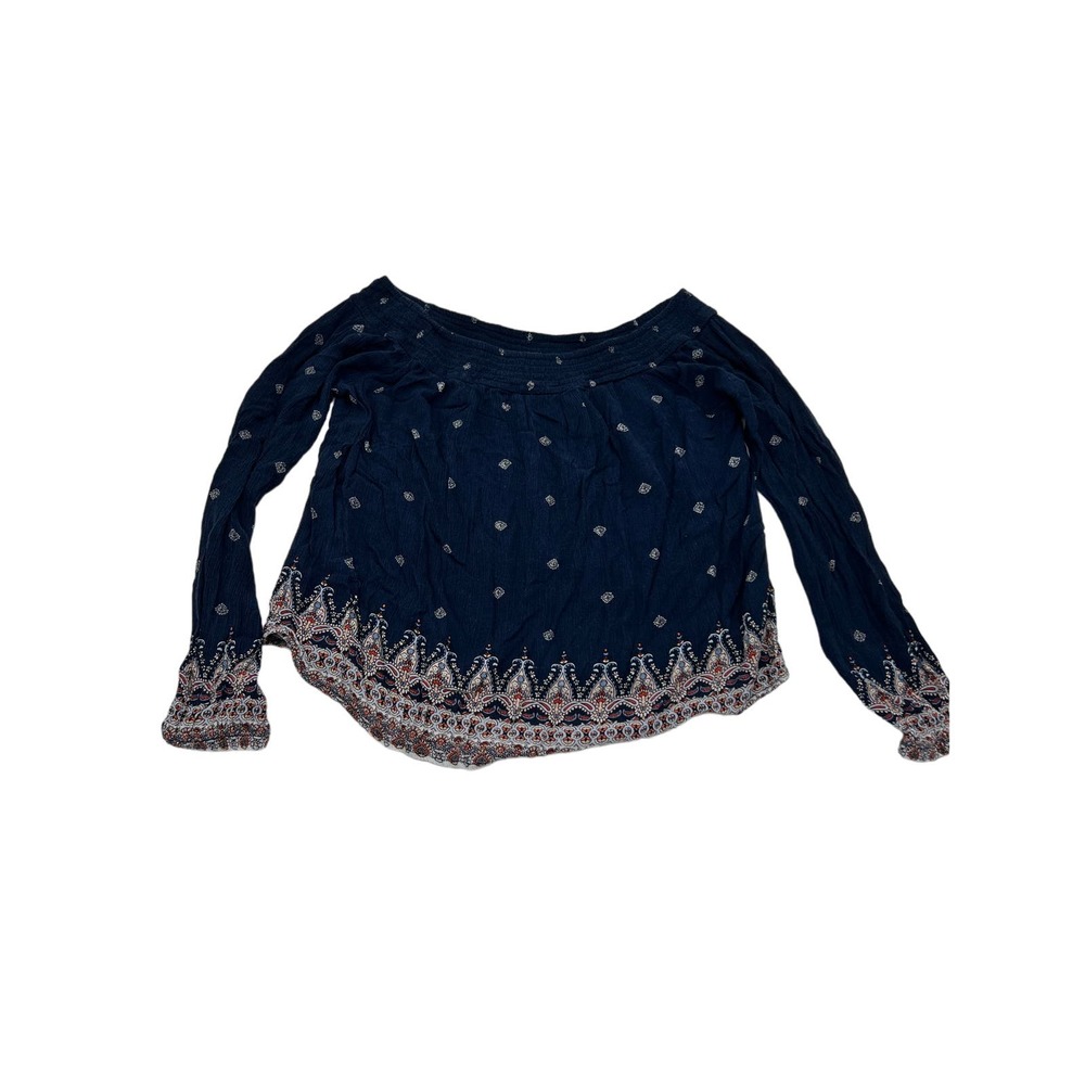 Cape Juby Navy Long Sleeve Blouse